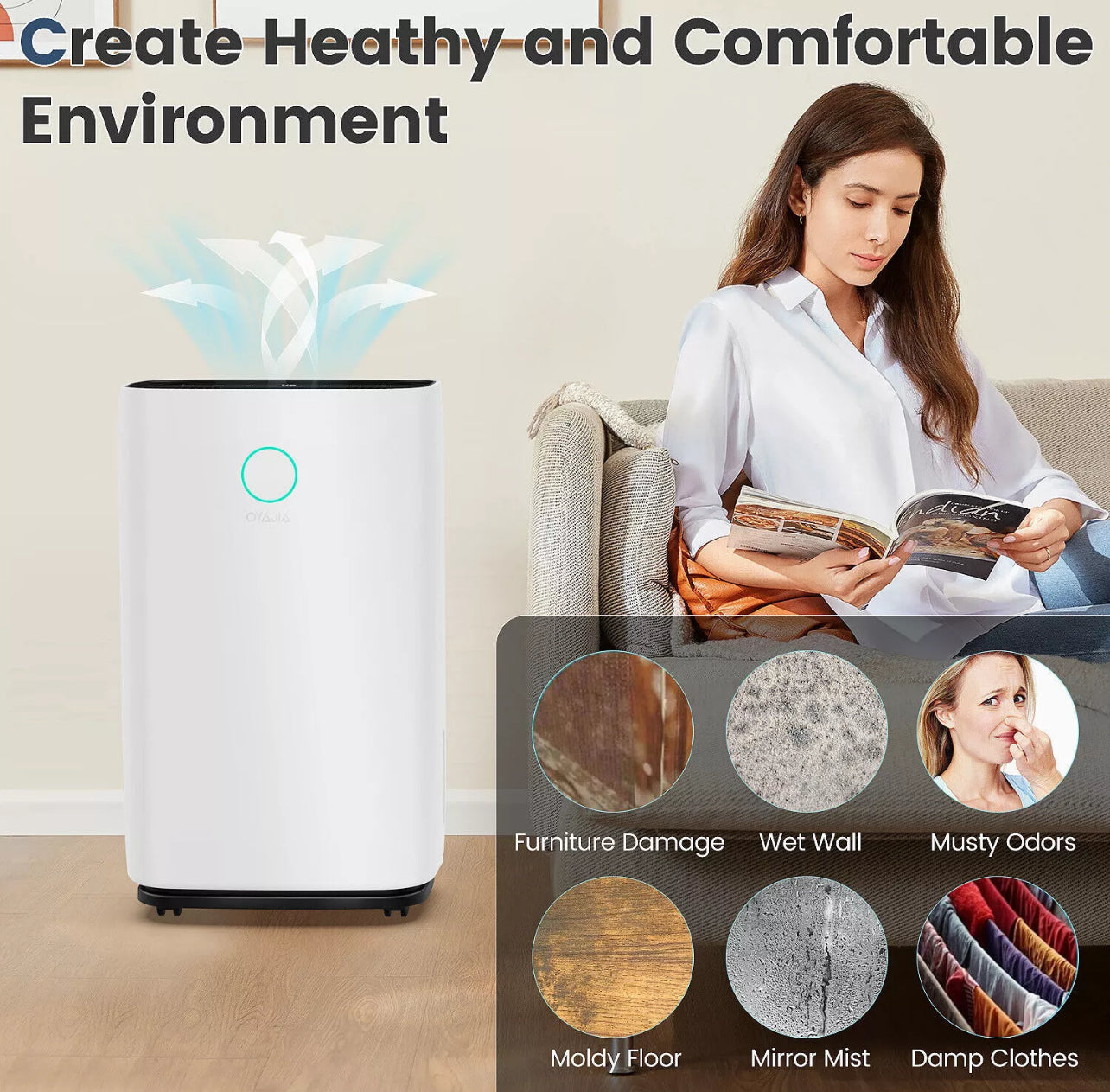 25L Dehumidifier & Air Purifier with Humidistat & LCD Display – Ideal for Home & Laundry Use (UK Plug)