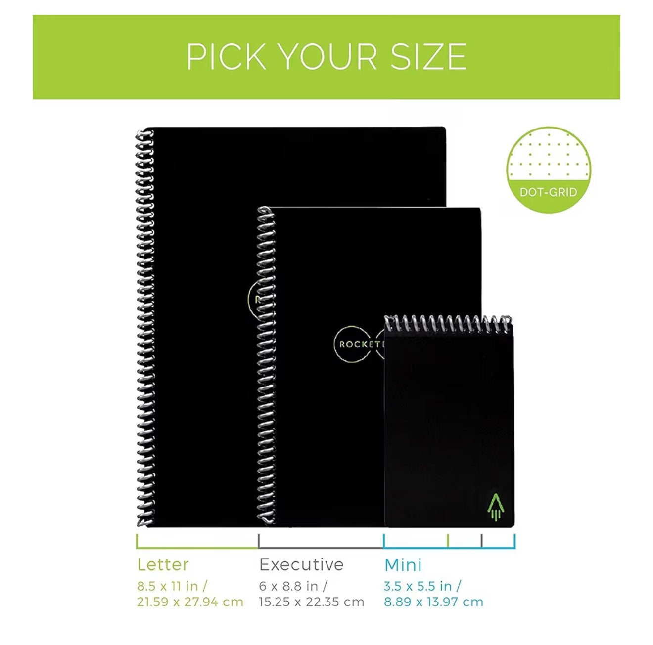 Rocketbook Reusable Digital Notebook - Smart Notepad A5 Black, Wirebound Note Book To Do List Pad, Dotted Paper with Frixion Erasable Pen and Wipe, Office Gadget with Rocketbook App Reduce Paper Waste