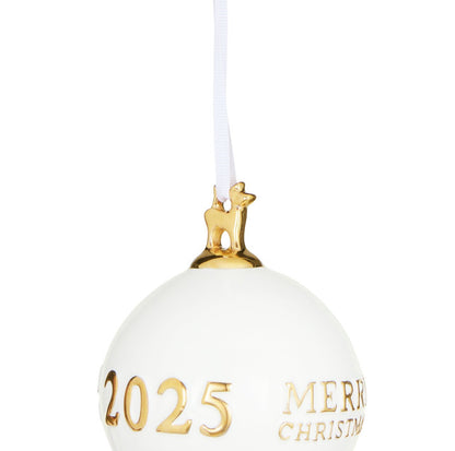 Home Single Gold Merry Christmas 2025 Bauble
