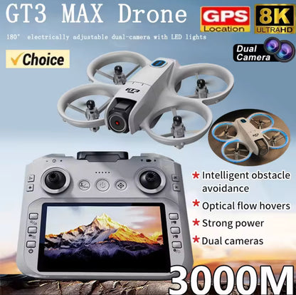 GT3 MAX Mini Drone 5G 8K GPS Professional HD Aerial Photography Dynamic Lighting Remote Control Aircraft Optical Flow Quadcopter