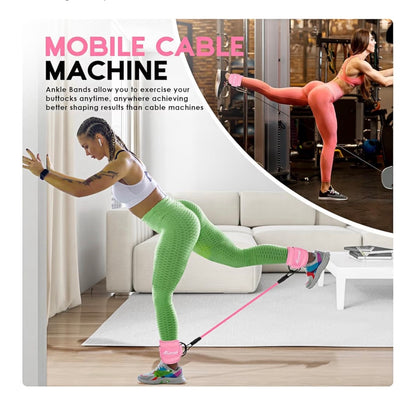 HPYGN Ankle Resistance Bands with Cuffs, Ankle Bands for Working Out, Resistance Bands for Leg Butt Training Gym Equipment for Kickbacks Hip Gluteus Training Exercises, Ankle Strap with Exercise Bands