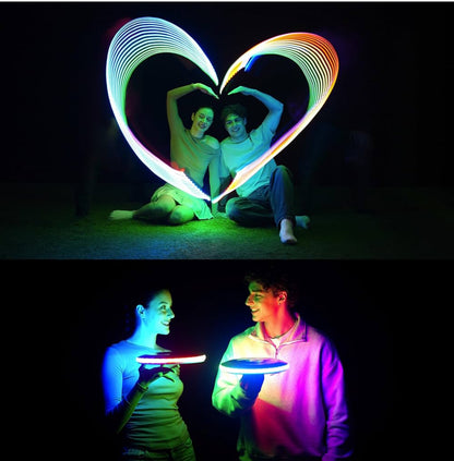 TOSY Flying Disc - 16 Million Color RGB LEDs, Extremely Bright, Smart Modes, Auto Light Up, Rechargeable, Waterproof, Birthday, Camping Gift, 175g Frisbee