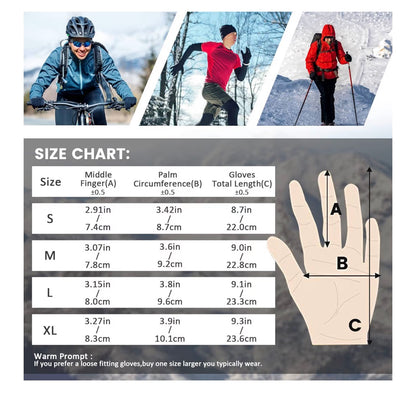 LERWAY Winter Warm Gloves, Touchscreen Gloves Windproof Water-Resistant Thermal Non-slip MTB Gloves Black for Men Women Running Driving Cycling Climbing Hiking Skiing