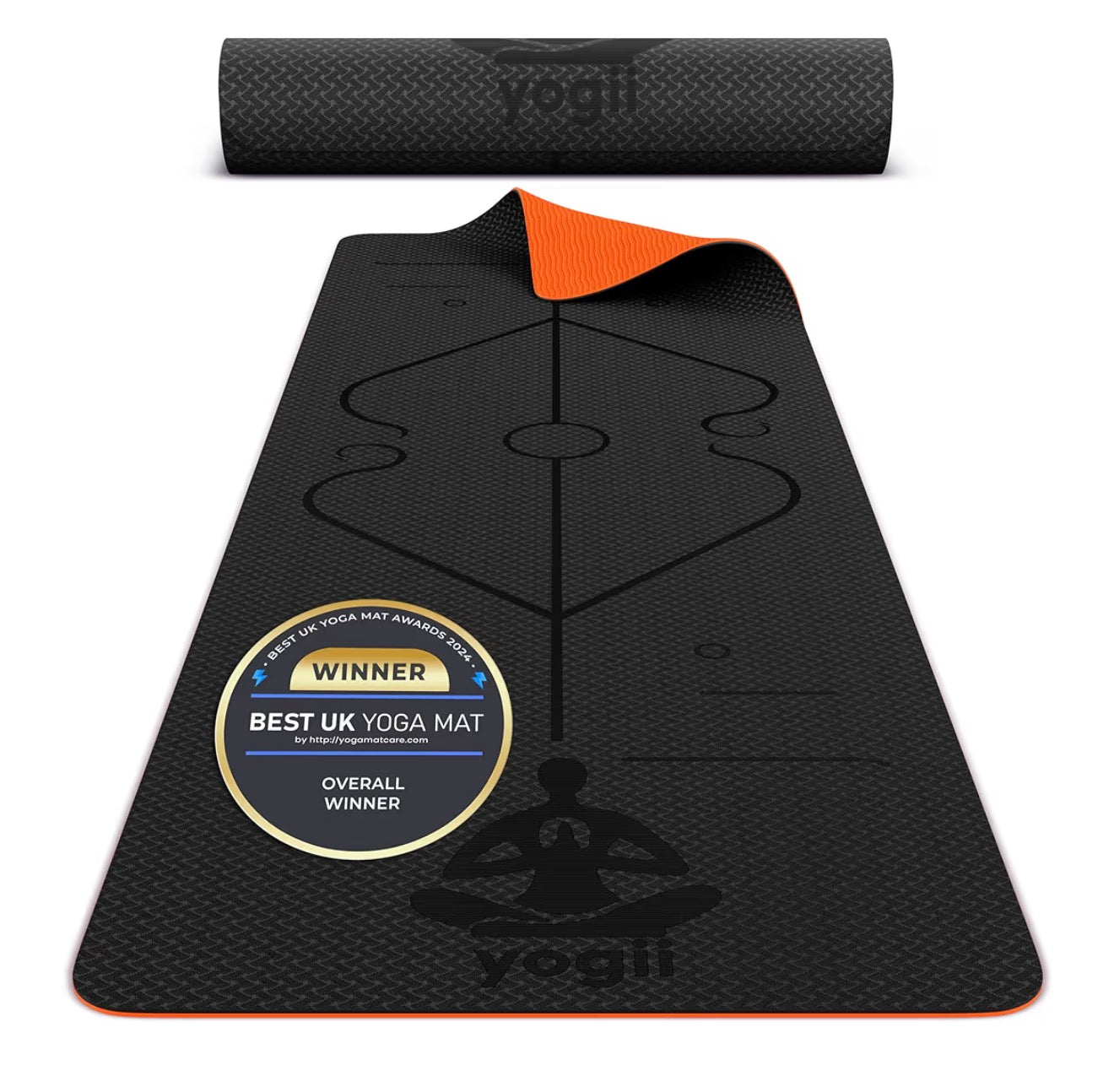 Yogii Yoga Mat - Non-Slip 6mm Thick TPE & Travel-friendly Yoga Mat - Perfect for Home & Gym Exercise Fitness & Pilates - With Laser Alignment Guides for Men & Women