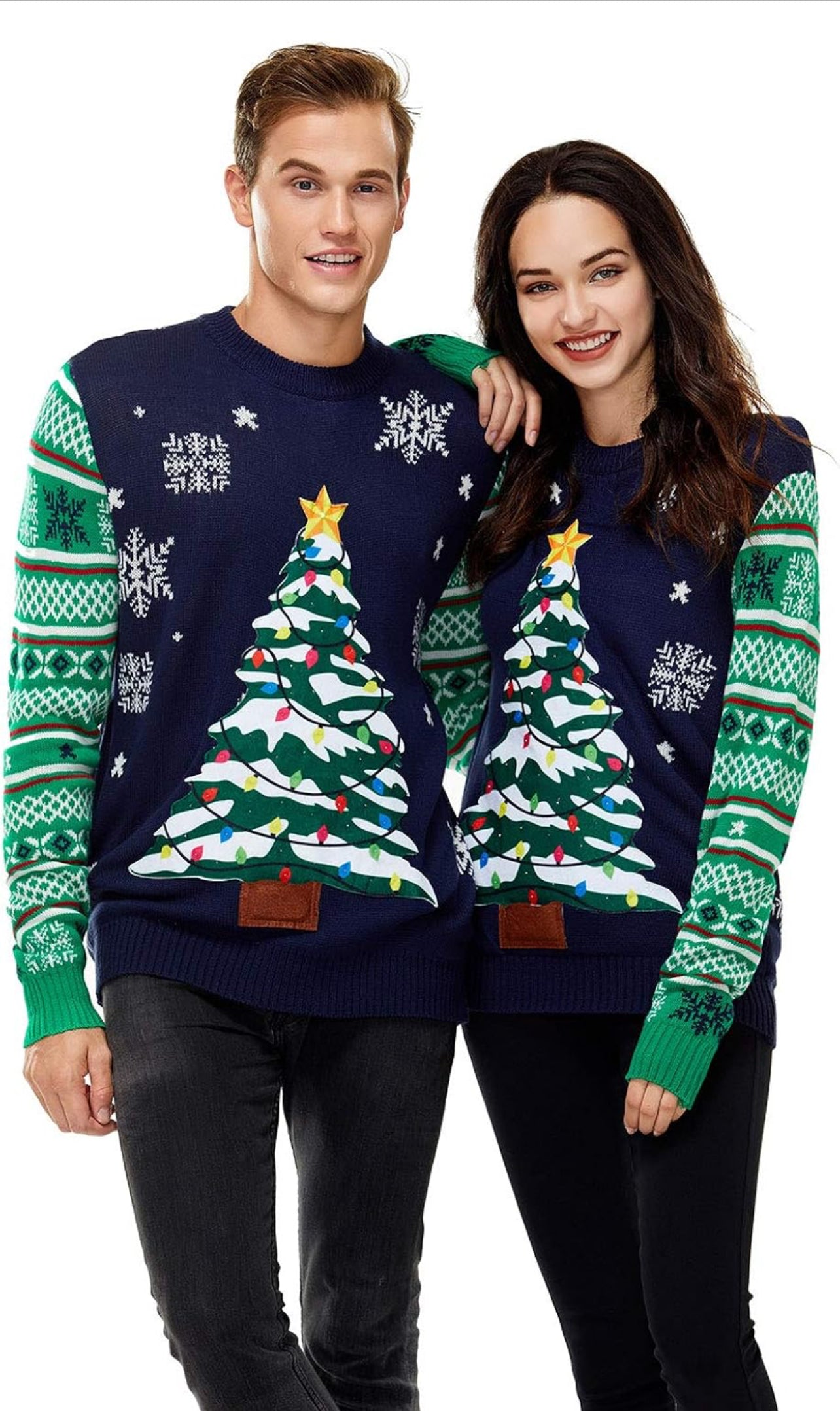 Unisex Men's LED Christmas Jumper Light Up Novelty Rudolph Santa Reindeer Snowflakes Knitted Xmas Tree Ladies Sweater