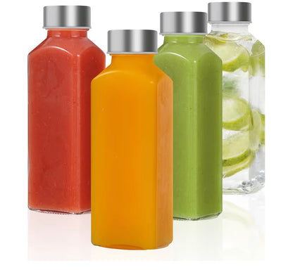 Glass Bottles With Stainless Steel Lids, 300/350/750/1000ML Water Bottles, Leak Proof Reusable Drinking Bottles for Hot Cold Drinks, Work, Gym, Home
