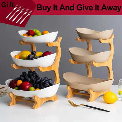 Living Room Home Two-Layer Plastic Fruit Plate Snack Dish Creative Modern Stand Salad Bowl Dried Fruit Basket Candy Cake