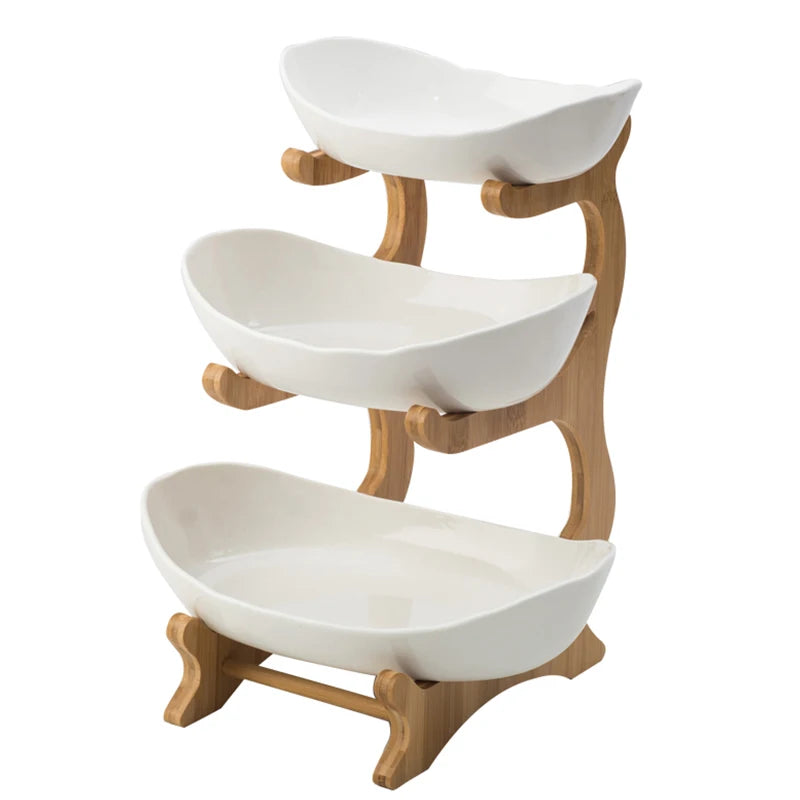 Living Room Home Two-Layer Plastic Fruit Plate Snack Dish Creative Modern Stand Salad Bowl Dried Fruit Basket Candy Cake