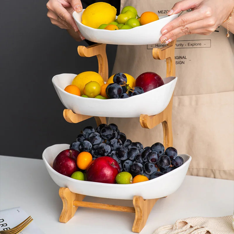 Living Room Home Two-Layer Plastic Fruit Plate Snack Dish Creative Modern Stand Salad Bowl Dried Fruit Basket Candy Cake
