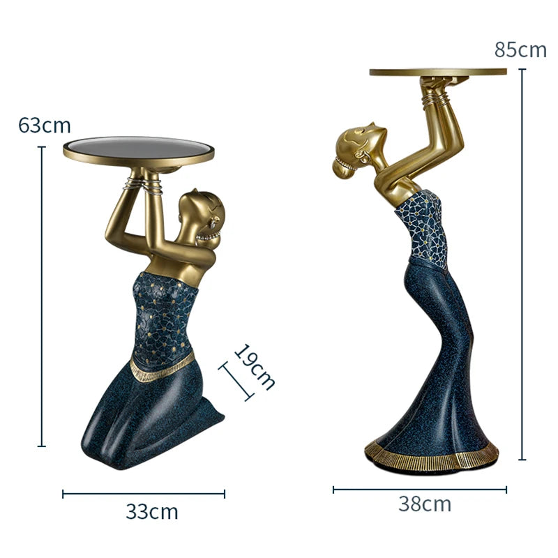 Retro Ethnic Kneeling Girl Statue Home Floor Decoration Interior Art Accessories Creative Statue Storage Tray Modern Home Gifts