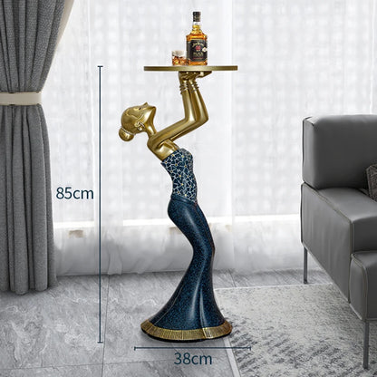 Retro Ethnic Kneeling Girl Statue Home Floor Decoration Interior Art Accessories Creative Statue Storage Tray Modern Home Gifts