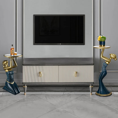 Retro Ethnic Kneeling Girl Statue Home Floor Decoration Interior Art Accessories Creative Statue Storage Tray Modern Home Gifts