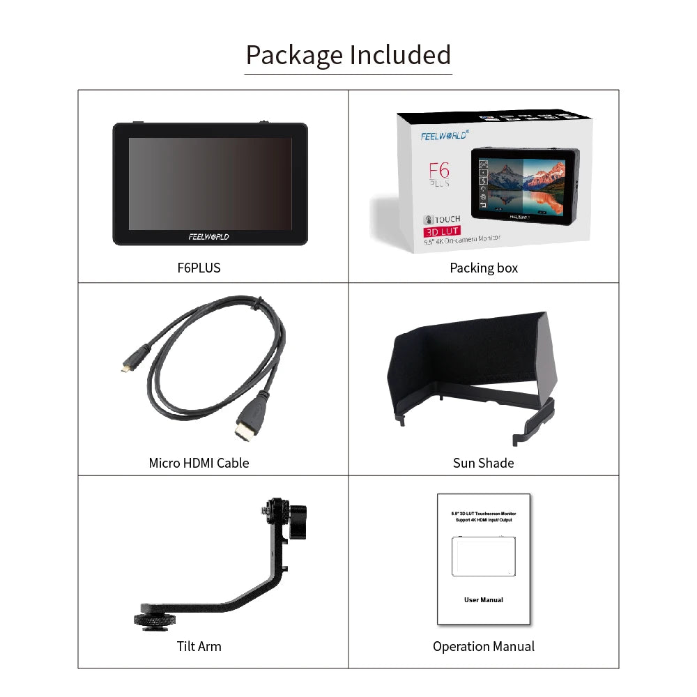 F6 plus V2 6 Inch 3D LUT Touch Screen Camera DSLR Field Monitor IPS FHD 1920X1080 Video Focus Assist Support 4K HDMI