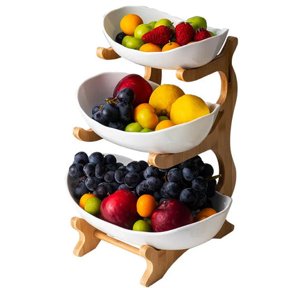 Living Room Home Two-Layer Plastic Fruit Plate Snack Dish Creative Modern Stand Salad Bowl Dried Fruit Basket Candy Cake