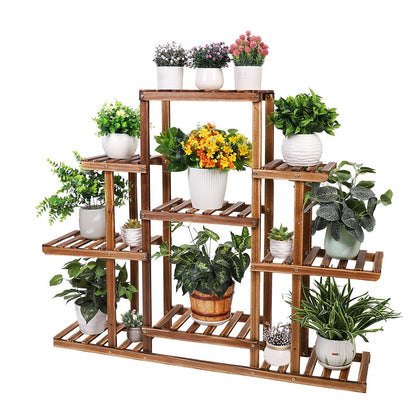 Indoor 9 Tier Wooden Plant Home Decor Stand