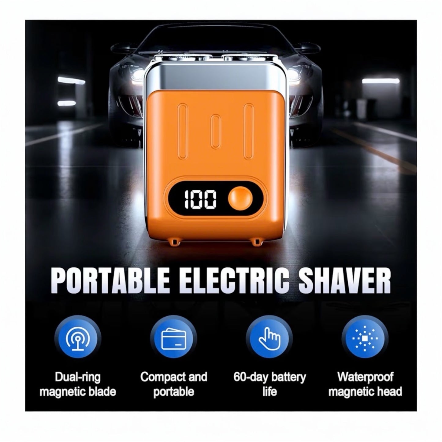 Mini Electric Razor for Men, 2025 Upgraded Wet & Dry Electric Shaver for Men IPX7 Waterproof, Fast UK Adapter, Razors Magnetic Double Head Shavers Pop-up Beard Trimmer with Battery Indicator (Orange)