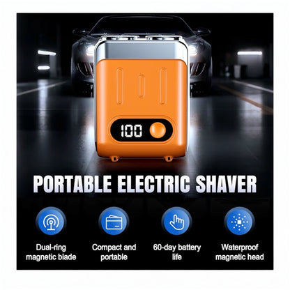 Mini Electric Razor for Men, 2025 Upgraded Wet & Dry Electric Shaver for Men IPX7 Waterproof, Fast UK Adapter, Razors Magnetic Double Head Shavers Pop-up Beard Trimmer with Battery Indicator (Orange)
