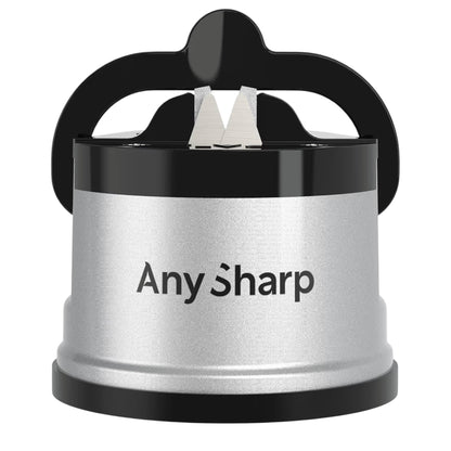 AnySharp Knife Sharpener, Hands-Free Safety, PowerGrip Suction, Safely Sharpens All Kitchen Knives, Ideal for Hardened Steel & Serrated, World's Best, Compact, One Size, Blue