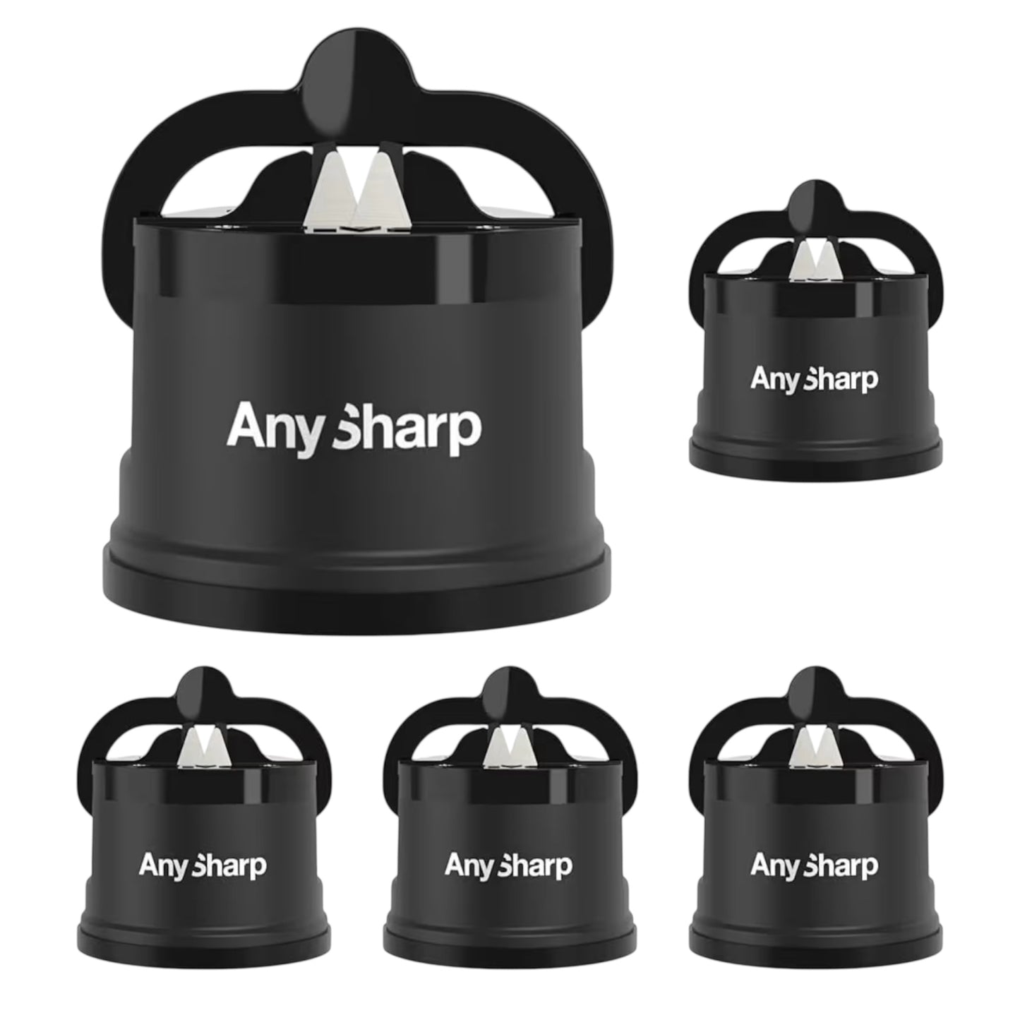 AnySharp Knife Sharpener, Hands-Free Safety, PowerGrip Suction, Safely Sharpens All Kitchen Knives, Ideal for Hardened Steel & Serrated, World's Best, Compact, One Size, Blue
