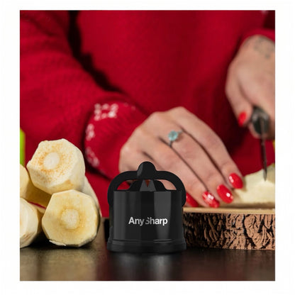 AnySharp Knife Sharpener, Hands-Free Safety, PowerGrip Suction, Safely Sharpens All Kitchen Knives, Ideal for Hardened Steel & Serrated, World's Best, Compact, One Size, Blue