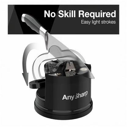 AnySharp Knife Sharpener, Hands-Free Safety, PowerGrip Suction, Safely Sharpens All Kitchen Knives, Ideal for Hardened Steel & Serrated, World's Best, Compact, One Size, Blue