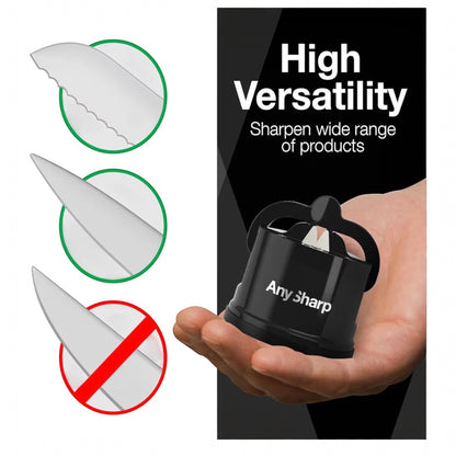 AnySharp Knife Sharpener, Hands-Free Safety, PowerGrip Suction, Safely Sharpens All Kitchen Knives, Ideal for Hardened Steel & Serrated, World's Best, Compact, One Size, Blue
