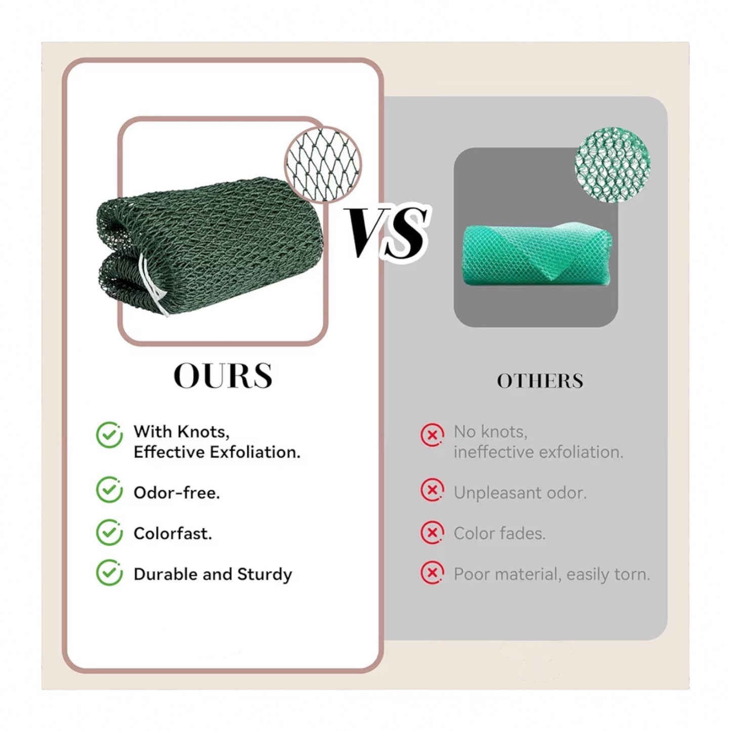 CORATED 2pcs African Exfoliating Net Sponge - Bath & Shower Net Sponges, Scrubbing Net Body, Beauty Skin Cleaning for Shower SPA Massage (Blue & Black)