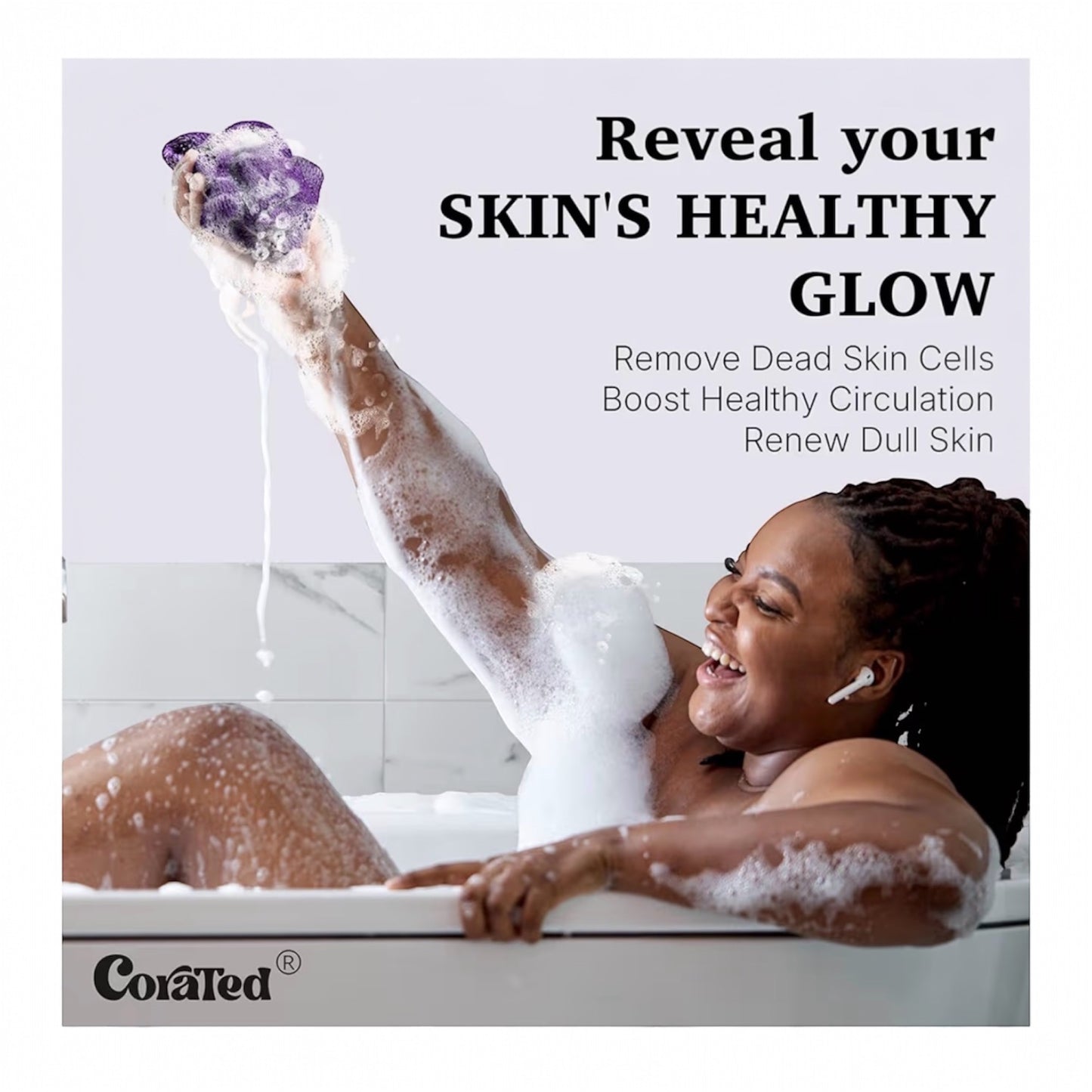 CORATED 2pcs African Exfoliating Net Sponge - Bath & Shower Net Sponges, Scrubbing Net Body, Beauty Skin Cleaning for Shower SPA Massage (Blue & Black)