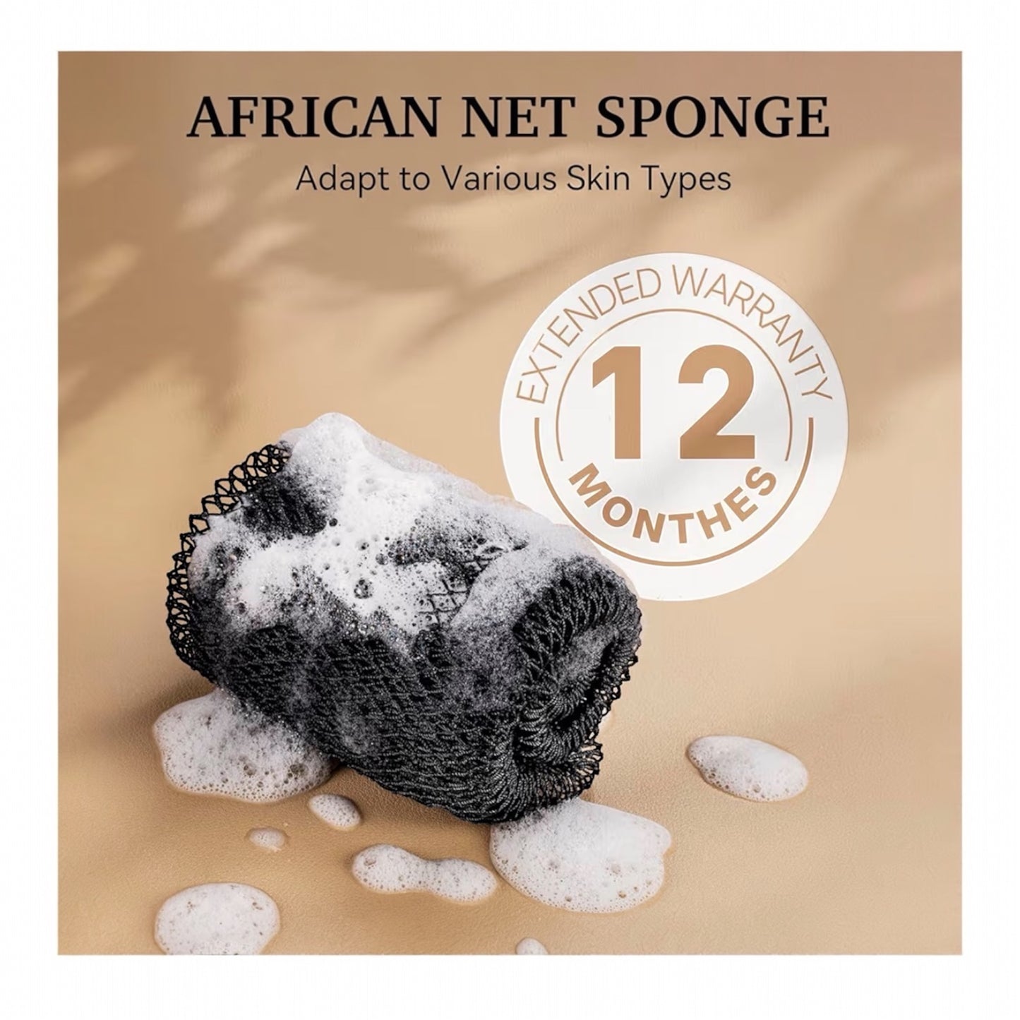 CORATED 2pcs African Exfoliating Net Sponge - Bath & Shower Net Sponges, Scrubbing Net Body, Beauty Skin Cleaning for Shower SPA Massage (Blue & Black)