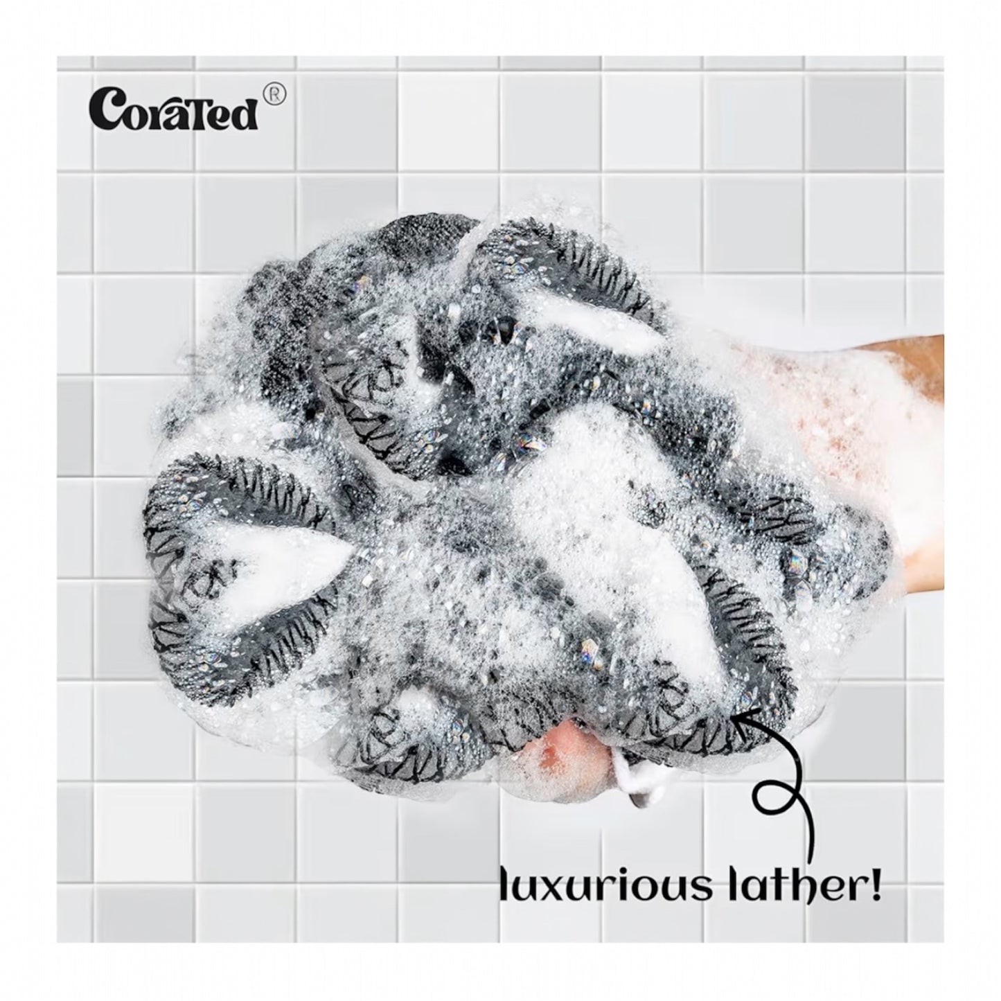 CORATED 2pcs African Exfoliating Net Sponge - Bath & Shower Net Sponges, Scrubbing Net Body, Beauty Skin Cleaning for Shower SPA Massage (Blue & Black)