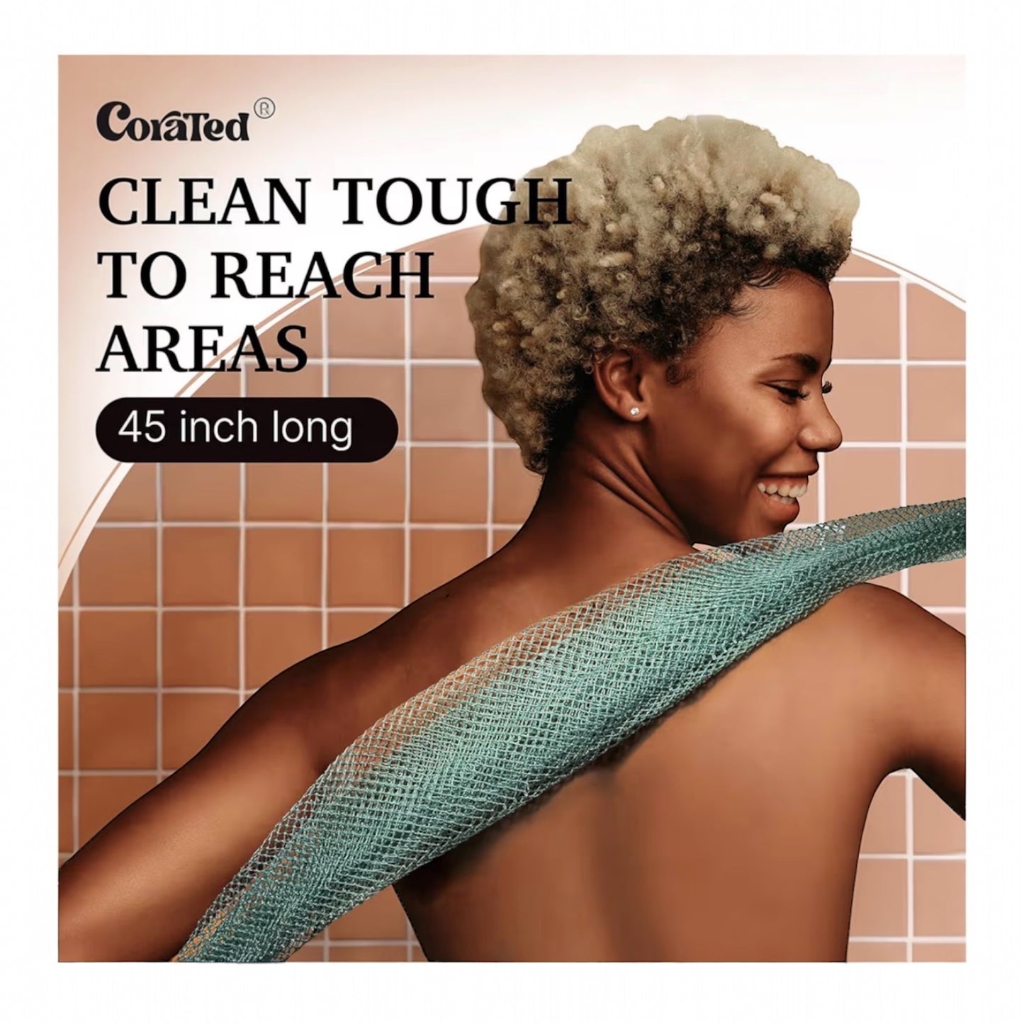 CORATED 2pcs African Exfoliating Net Sponge - Bath & Shower Net Sponges, Scrubbing Net Body, Beauty Skin Cleaning for Shower SPA Massage (Blue & Black)