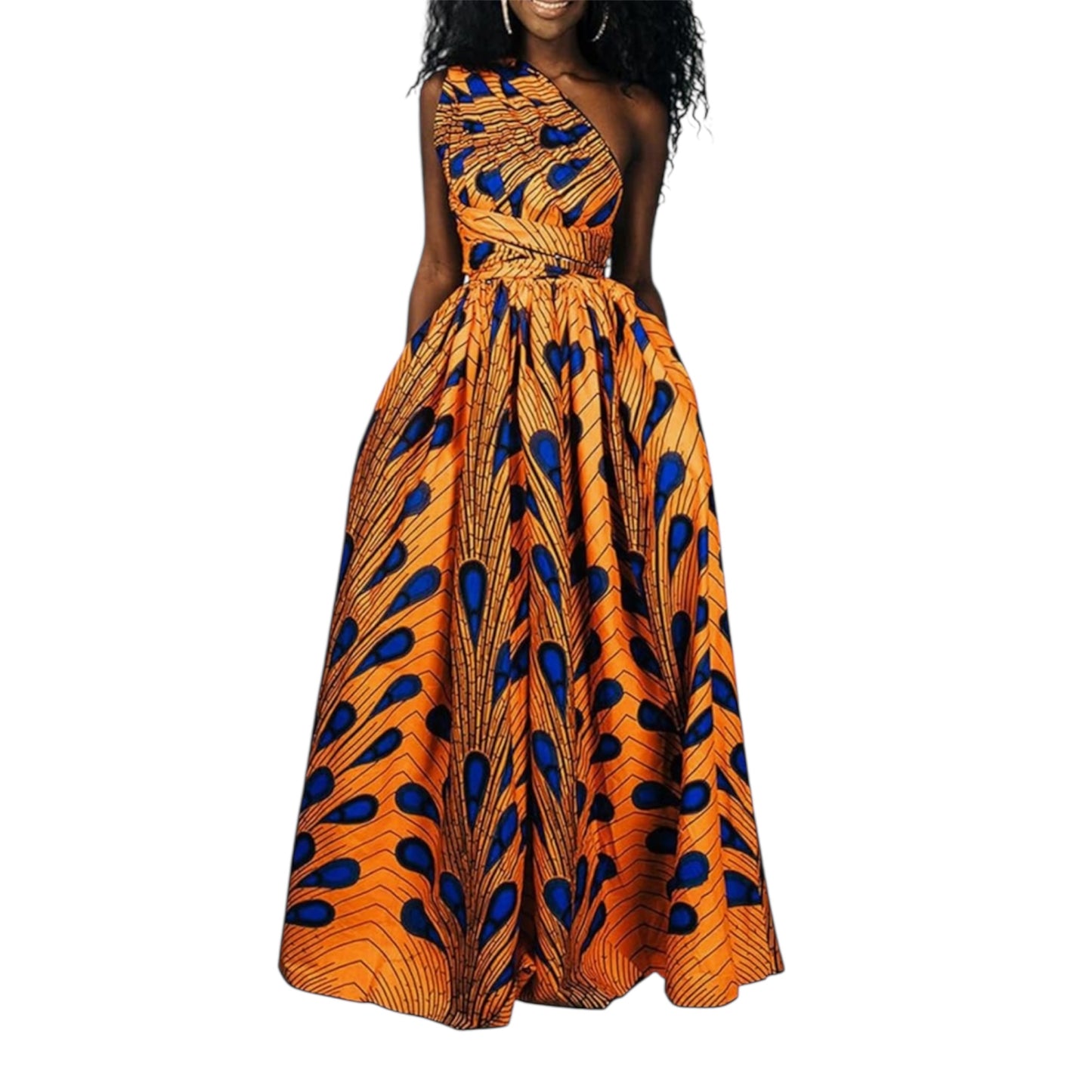 OLIPHEE Women's African Boho Dress Vintage Floor Length High Waist Multiway Bandage Dress Ethnic Costume (Delivered within 2-3 weeks from the day of purchase)