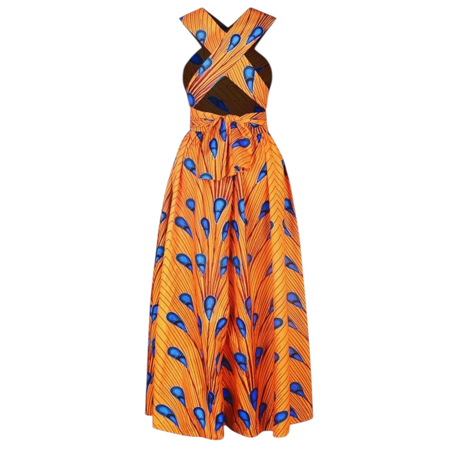 OLIPHEE Women's African Boho Dress Vintage Floor Length High Waist Multiway Bandage Dress Ethnic Costume (Delivered within 2-3 weeks from the day of purchase)