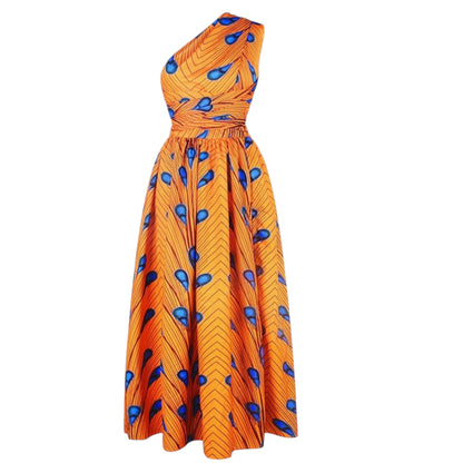 OLIPHEE Women's African Boho Dress Vintage Floor Length High Waist Multiway Bandage Dress Ethnic Costume (Delivered within 2-3 weeks from the day of purchase)