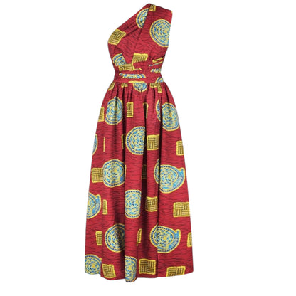OLIPHEE Women's African Boho Dress Vintage Floor Length High Waist Multiway Bandage Dress Ethnic Costume (Delivered within 2-3 weeks from the day of purchase)