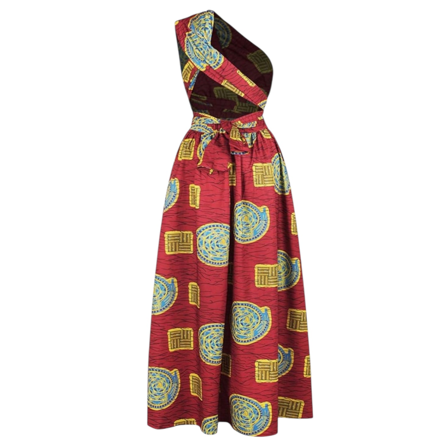 OLIPHEE Women's African Boho Dress Vintage Floor Length High Waist Multiway Bandage Dress Ethnic Costume (Delivered within 2-3 weeks from the day of purchase)