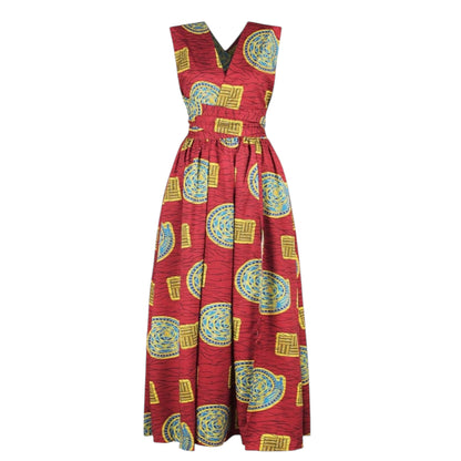OLIPHEE Women's African Boho Dress Vintage Floor Length High Waist Multiway Bandage Dress Ethnic Costume (Delivered within 2-3 weeks from the day of purchase)