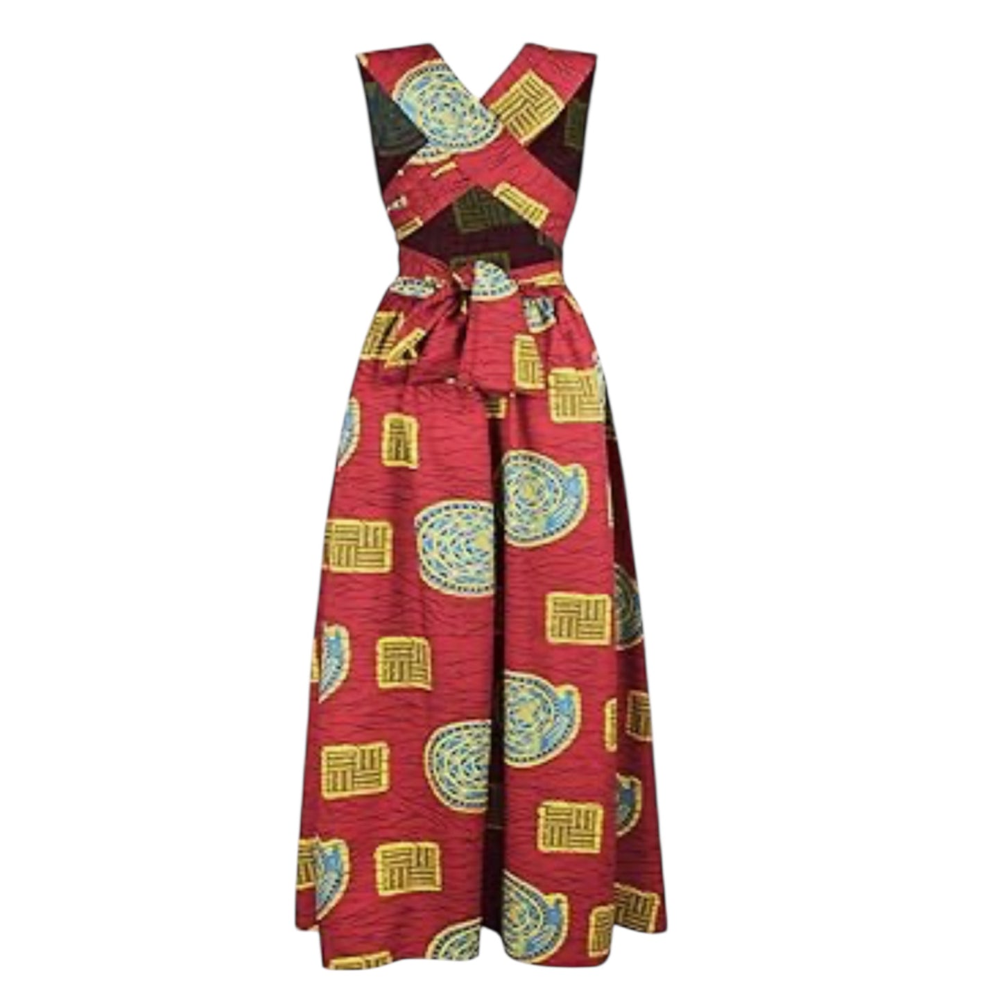 OLIPHEE Women's African Boho Dress Vintage Floor Length High Waist Multiway Bandage Dress Ethnic Costume (Delivered within 2-3 weeks from the day of purchase)