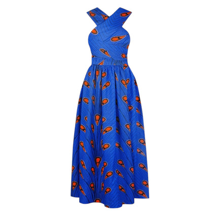 OLIPHEE Women's African Boho Dress Vintage Floor Length High Waist Multiway Bandage Dress Ethnic Costume (Delivered within 2-3 weeks from the day of purchase)