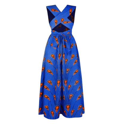 OLIPHEE Women's African Boho Dress Vintage Floor Length High Waist Multiway Bandage Dress Ethnic Costume (Delivered within 2-3 weeks from the day of purchase)