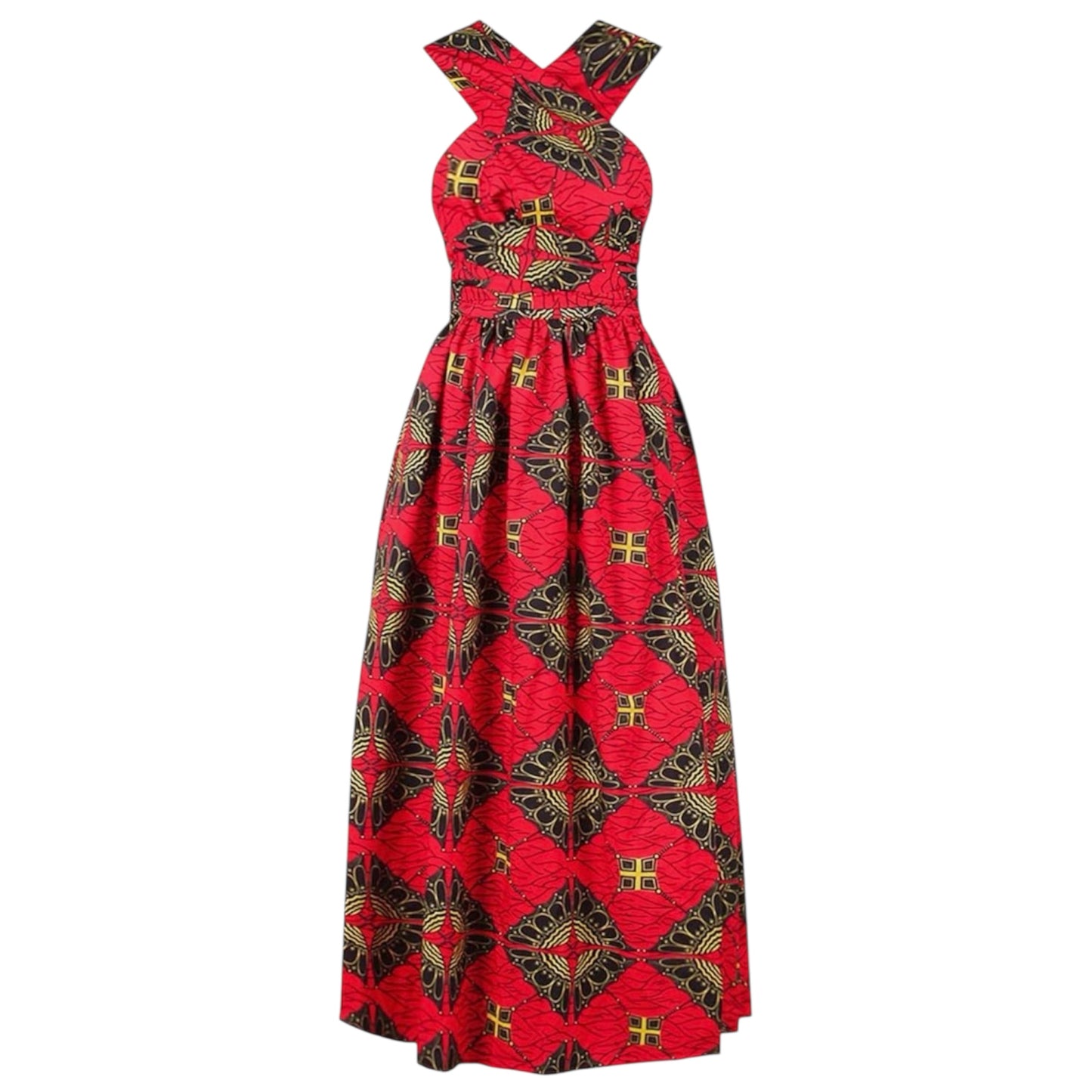 OLIPHEE Women's African Boho Dress Vintage Floor Length High Waist Multiway Bandage Dress Ethnic Costume (Delivered within 2-3 weeks from the day of purchase)