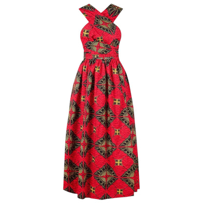 OLIPHEE Women's African Boho Dress Vintage Floor Length High Waist Multiway Bandage Dress Ethnic Costume (Delivered within 2-3 weeks from the day of purchase)