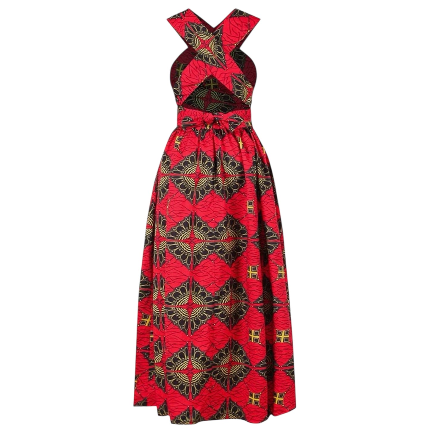 OLIPHEE Women's African Boho Dress Vintage Floor Length High Waist Multiway Bandage Dress Ethnic Costume (Delivered within 2-3 weeks from the day of purchase)