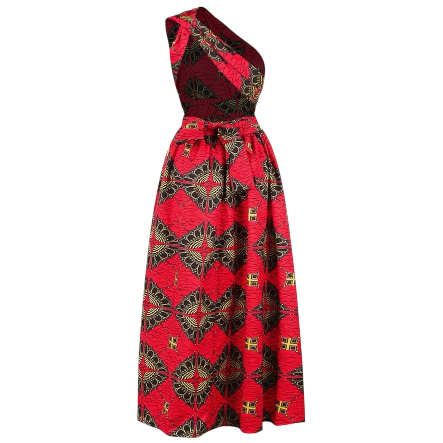 OLIPHEE Women's African Boho Dress Vintage Floor Length High Waist Multiway Bandage Dress Ethnic Costume (Delivered within 2-3 weeks from the day of purchase)