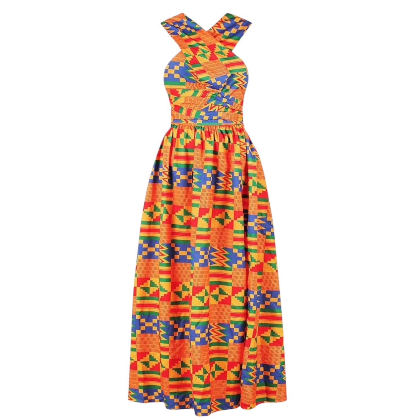 OLIPHEE Women's African Boho Dress Vintage Floor Length High Waist Multiway Bandage Dress Ethnic Costume (Delivered within 2-3 weeks from the day of purchase)