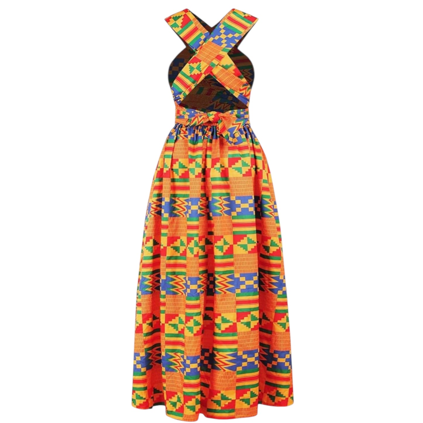 OLIPHEE Women's African Boho Dress Vintage Floor Length High Waist Multiway Bandage Dress Ethnic Costume (Delivered within 2-3 weeks from the day of purchase)