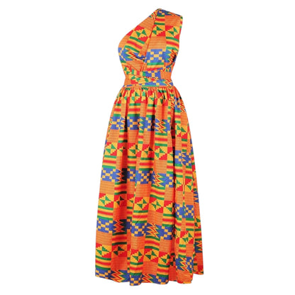 OLIPHEE Women's African Boho Dress Vintage Floor Length High Waist Multiway Bandage Dress Ethnic Costume (Delivered within 2-3 weeks from the day of purchase)