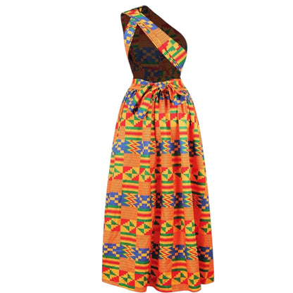 OLIPHEE Women's African Boho Dress Vintage Floor Length High Waist Multiway Bandage Dress Ethnic Costume (Delivered within 2-3 weeks from the day of purchase)
