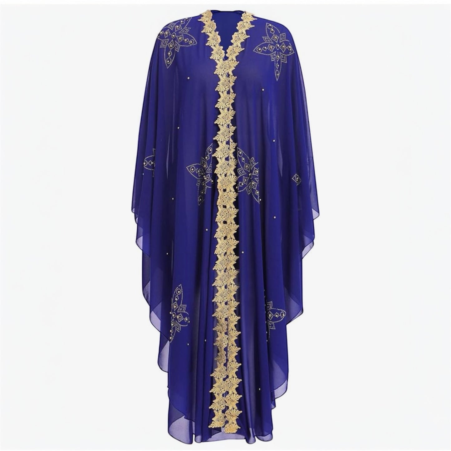 IWEMEK Women Open Front Loose Fit Batwing Long Sleeve Abaya Dubai Kaftan Turkish Muslim Hijab Dress Cardigan Chiffon Hooded African Evening Dresses Hot Drilling Maxi Kimono Robe (Delivered within 2-3 weeks from the day of purchase)