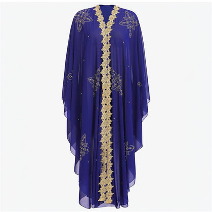 IWEMEK Women Open Front Loose Fit Batwing Long Sleeve Abaya Dubai Kaftan Turkish Muslim Hijab Dress Cardigan Chiffon Hooded African Evening Dresses Hot Drilling Maxi Kimono Robe (Delivered within 2-3 weeks from the day of purchase)